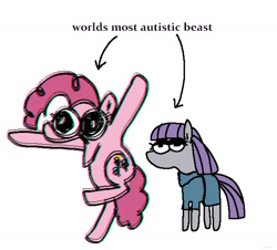 Size: 1752x1587 | Tagged: safe, artist:punkittdev, imported from derpibooru, maud pie, pinkie pie, earth pony, autism, autistic maud, autistic pinkie pie, duo, female, funny, funny as hell, horsecomix, simple background, white background