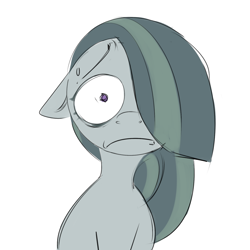 Size: 866x866 | Tagged: safe, artist:jewellier, derpibooru exclusive, imported from derpibooru, marble pie, earth pony, pony, bust, doodle, female, frown, hair over eyes, hair over one eye, looking at you, mare, pinpoint eyes, reaction image, shocked, shocked expression, shocked eyes, simple background, solo, unamused, white background
