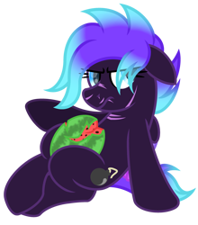 Size: 2823x3211 | Tagged: safe, artist:ponkus, imported from derpibooru, oc, oc only, oc:rad blast, pegasus, pony, fallout equestria, female, food, fruit, mare, scarred, simple background, solo, transparent background, watermelon
