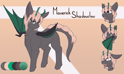 Size: 4500x2700 | Tagged: safe, artist:chapaevv, imported from derpibooru, oc, oc:maverick shadowclaw, pony, bat wings, commission, emoticon, female, horns, looking at you, reference sheet, solo, tail, wings