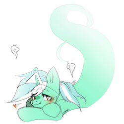 Size: 1054x1050 | Tagged: safe, artist:pledus, imported from derpibooru, lyra heartstrings, ghost, pony, undead, unicorn, blushing, heart, simple background, smiling, smirk, solo, white background