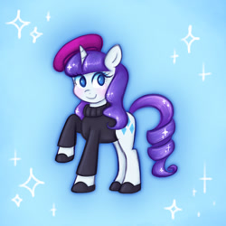 Size: 686x686 | Tagged: safe, artist:memethyst-art, imported from derpibooru, rarity, pony, unicorn, clothes, februpony, female, hat, mare, simple background, solo