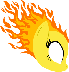 Size: 1140x1194 | Tagged: safe, artist:aprilfools, spitfire, pegasus, pony, /bale/, blank eyes, female, fiery mane, fire, head, mare, minimalist, modern art, simple background, solo, transparent background