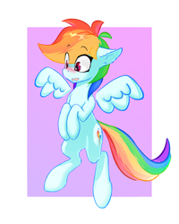 Size: 2000x2500 | Tagged: safe, artist:o0o-bittersweet-o0o, imported from derpibooru, rainbow dash, pegasus, pony, blushing, eye clipping through hair, eyebrows, eyebrows visible through hair, female, floating wings, flying, solo, wings