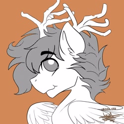 Size: 2500x2500 | Tagged: safe, artist:scarlett-letter, imported from derpibooru, oc, oc only, oc:nimbus cloud, deer, pegasus, brown background, deerified, male, simple background, solo, species swap