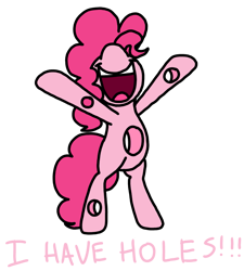 Size: 1275x1414 | Tagged: safe, artist:professorventurer, imported from derpibooru, pinkie pie, earth pony, pony, ant-man, ant-man: quantumania, bipedal, female, holes, mare, marvel, marvel cinematic universe, nose in the air, pinkie being pinkie, simple background, spoilers for another series, transparent background