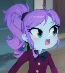 Size: 512x576 | Tagged: safe, edit, edited screencap, editor:luckreza8, imported from derpibooru, screencap, crystal lullaby, human, equestria girls, friendship games, :d, ai content, ai generated, anime, clothes, crystal prep academy uniform, female, generator:pinegraph, lulladorable, open mouth, open smile, school uniform, smiling