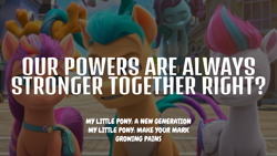 Size: 1920x1080 | Tagged: safe, edit, edited screencap, editor:quoterific, imported from derpibooru, screencap, hitch trailblazer, sunny starscout, zipp storm, earth pony, pegasus, pony, unicorn, spoiler:my little pony: make your mark, spoiler:my little pony: make your mark chapter 2, spoiler:myms01e02, g5, glory (g5), growing pains, my little pony: make your mark, my little pony: make your mark chapter 2