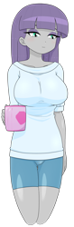 Size: 1160x3522 | Tagged: safe, alternate version, artist:batipin, imported from derpibooru, maud pie, human, equestria girls, breasts, busty maud pie, female, looking at you, mug, simple background, solo, transparent background