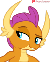 Size: 3183x4000 | Tagged: safe, artist:frownfactory, imported from derpibooru, smolder, dragon, molt down, dragoness, female, horns, simple background, smiling, smirk, smug, solo, transparent background, vector