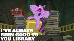 Size: 2000x1125 | Tagged: safe, edit, edited screencap, editor:quoterific, imported from derpibooru, screencap, twilight sparkle, alicorn, pony, equestria girls, equestria girls series, forgotten friendship, book, ladder, scroll, solo, twilight sparkle (alicorn)