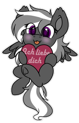 Size: 1125x1750 | Tagged: safe, artist:rokosmith26, imported from derpibooru, oc, oc only, oc:lili, hybrid, pony, :p, big eyes, blushing, chibi, commission, cute, ear fluff, fangs, feathered wings, female, front view, german, half bat pony, heart, hearts and hooves day, holding, holiday, horn, hybrid oc, long mane, looking at you, mare, pegabat, purple eyes, simple background, smiling, smiling at you, solo, spread wings, tail, tongue out, transparent background, two toned mane, two toned tail, underhoof, valentine's day, wings, ych result, your character here