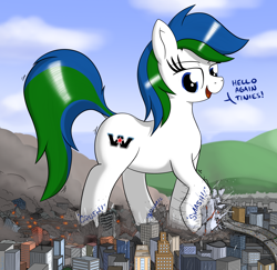Size: 2520x2453 | Tagged: safe, artist:qkersnll, imported from derpibooru, oc, oc only, oc:western star, earth pony, pony, crush fetish, destruction, female, fetish, giant pony, giantess, high res, macro, mare