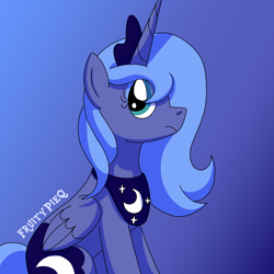 Size: 1000x1000 | Tagged: safe, artist:fruiitypieq, artist:shycookieq, imported from derpibooru, princess luna, alicorn, pony, female, gradient background, s1 luna, solo