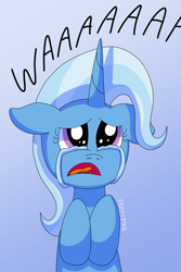 Size: 1080x1613 | Tagged: safe, artist:fruiitypieq, artist:shycookieq, imported from derpibooru, trixie, pony, unicorn, crying, female, gradient background, sad, solo, the sad and depresive trixie