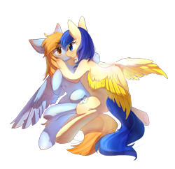 Size: 4118x3986 | Tagged: artist needed, safe, imported from derpibooru, oc, oc only, oc:yun fluttershy, pegasus, couple, female, lesbian, mare, pegasus oc, shipping, simple background, transparent background