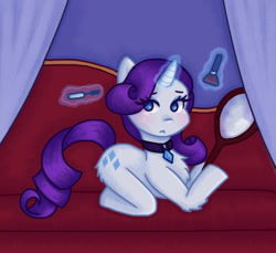 Size: 1000x914 | Tagged: safe, artist:memethyst-art, imported from derpibooru, rarity, pony, unicorn, anatomically incorrect, choker, couch, female, incorrect leg anatomy, magic, makeup, mare, mirror, solo, telekinesis