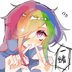 Size: 1080x1080 | Tagged: safe, artist:翅膀63, imported from derpibooru, rainbow dash, human, humanized, solo
