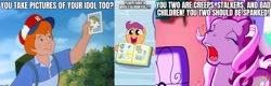 Size: 2377x760 | Tagged: safe, screencap, danny williams, rainbow dash, scootaloo, surprise, wysteria, earth pony, human, pegasus, pony, my little pony 'n friends, parental glideance, the great rainbow caper, the princess promenade, angry, children, collage, cute, cutealoo, danny williams appreciation, dannybetes, dialogue, drunk, female, filly, g1, g3, g4, implied spanking, little boy, male, parody, picture, scootalove, smiling, yelling