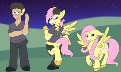Size: 1280x768 | Tagged: safe, artist:detectivecoon, imported from derpibooru, fluttershy, oc, human, pegasus, pony, female, human to pony, male, male to female, mare, rule 63, transformation, transformation sequence, transgender transformation