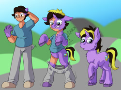 Size: 1280x953 | Tagged: safe, artist:detectivecoon, imported from derpibooru, oc, human, pony, unicorn, human to pony, male, stallion, transformation, transformation sequence
