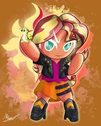 Size: 2835x3543 | Tagged: safe, artist:michealsymson, imported from derpibooru, ray, sunset shimmer, gecko, lizard, chibi, cookie run, female, solo