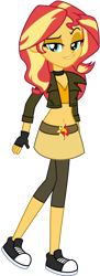 Size: 3424x9426 | Tagged: safe, artist:2-lettdodd, artist:emeraldblast63, imported from derpibooru, sunset shimmer, human, equestria girls, belly button, boots, clothes, converse, gloves, midriff, motorcross, shoes, simple background, skirt, solo, transparent background, vector