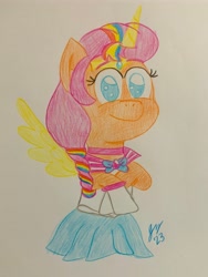 Size: 3024x4032 | Tagged: safe, artist:jesslmc16, imported from derpibooru, sunny starscout, alicorn, earth pony, pony, semi-anthro, anime, bust, clothes, colored, colored pencil drawing, colored pupils, drawing, female, g5, portrait, sailor moon, sailor scout, sailor uniform, solo, traditional art, uniform