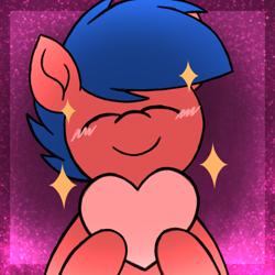 Size: 1200x1200 | Tagged: safe, artist:thebadbadger, imported from derpibooru, oc, oc only, oc:phire demon, pony, heart, sparkles