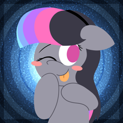 Size: 1600x1600 | Tagged: safe, artist:thebadbadger, imported from derpibooru, oc, oc only, oc:trisha chenery, pony, :p, blushing, tongue out