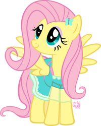 Size: 1280x1602 | Tagged: safe, artist:flutteryaylove, imported from derpibooru, fluttershy, butterfly, pegasus, pony, beautiful, clothes, dress, png, pretty, simple background, smiling, solo, white background