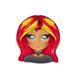 Size: 850x850 | Tagged: safe, artist:pumpkinpetalpie, imported from derpibooru, sunset shimmer, human, bust, choker, female, humanized, simple background, solo, transparent background