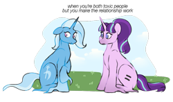 Size: 953x559 | Tagged: safe, artist:foxklt, imported from derpibooru, starlight glimmer, trixie, pony, unicorn, duo, equal cutie mark, female, lesbian, partial background, s5 starlight, shipping, simple background, startrix, transparent background