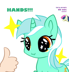 Size: 3349x3500 | Tagged: safe, artist:copster, imported from derpibooru, bon bon, lyra heartstrings, sweetie drops, human, pony, unicorn, cute, female, hand, simple background, that pony sure does love hands, thumbs up, white background