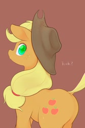 Size: 1828x2732 | Tagged: safe, artist:noupu, imported from derpibooru, applejack, earth pony, pony, applebutt, brown mane, butt, colored pupils, female, looking at you, looking back, looking back at you, mare, plot, solo