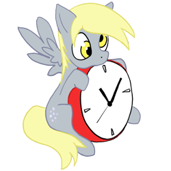 Size: 726x726 | Tagged: safe, artist:ladytechna, imported from derpibooru, derpy hooves, pegasus, pony, clock, cute, derpy being derpy, simple background, solo, transparent background