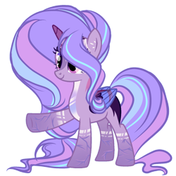 Size: 1280x1280 | Tagged: safe, artist:harmonyvitality-yt, imported from derpibooru, oc, oc only, alicorn, pony, alicorn oc, base used, eyelashes, female, horn, mare, offspring, parent:flash sentry, parent:twilight sparkle, parents:flashlight, raised hoof, simple background, smiling, solo, transparent background, wings