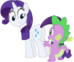 Size: 900x756 | Tagged: safe, imported from derpibooru, rarity, spike, pony, unicorn, lesson zero, butt, looking back, plot