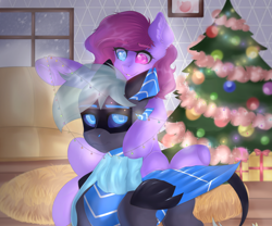 Size: 3600x3000 | Tagged: artist needed, safe, imported from derpibooru, oc, oc:amika, oc:veen, original species, pegasus, plane pony, pony, robot, robot pony, christmas, christmas decoration, christmas lights, christmas tree, decorating, heterochromia, holiday, oc riding oc, pegasus oc, plane, ponies riding ponies, riding, solo, tree