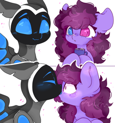 Size: 3200x3400 | Tagged: artist needed, safe, imported from derpibooru, oc, oc:amika, oc:veen, original species, pegasus, plane pony, pony, robot, robot pony, blushing, chocolate, comic, food, heterochromia, hot chocolate, licking, pegasus oc, plane, solo, tongue out