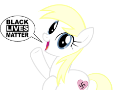 Size: 679x500 | Tagged: safe, artist:accu, edit, imported from twibooru, oc, oc only, oc:aryanne, earth pony, pony, /pone/, 8chan, black lives matter, blonde, cute, happy, heart, heil, hello, image, nazi, png, politics, show accurate, simple background, solo, speech bubble, swastika, transparent background