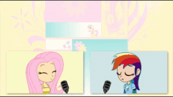 Size: 1280x720 | Tagged: safe, artist:chanokun, artist:skill:draw, imported from derpibooru, apple bloom, applejack, fluttershy, pinkie pie, rainbow dash, rarity, scootaloo, spike, sweetie belle, twilight sparkle, human, 2013, animated, brony music, cutie mark, cutie mark crusaders, eyes closed, fluttershy's lament, flying, horn, horned humanization, humanized, link in description, mane six, microphone, singing, sound, webm, winged humanization, wings, youtube link