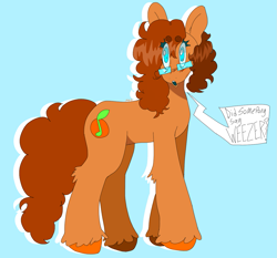 Size: 1251x1167 | Tagged: safe, artist:maggot, imported from derpibooru, oc, oc only, earth pony, pony, :o, dialogue, earth pony oc, glasses, hooves, looking at you, open mouth, simple background, solo, speech bubble, teal background, unshorn fetlocks