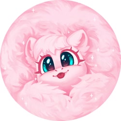 Size: 980x980 | Tagged: safe, artist:amishy, imported from derpibooru, oc, oc only, oc:fluffle puff, earth pony, original species, pony, :p, cute, excessive fluff, female, flufflebetes, fluffy, mare, ocbetes, solo, sparkles, tongue out