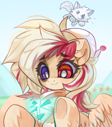 Size: 3643x4096 | Tagged: safe, artist:jfrxd, imported from derpibooru, oc, oc only, oc:kyra, cat, pegasus, pony, heterochromia, solo