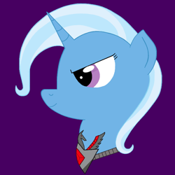 Size: 666x666 | Tagged: safe, artist:ceffyl-dŵr, imported from derpibooru, trixie, pony, unicorn, alicorn amulet, purple background, simple background, solo