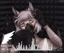 Size: 1300x1082 | Tagged: safe, alternate version, artist:szkar, imported from derpibooru, oc, oc:devilvoice, anthro, eyes closed, female, singing, solo