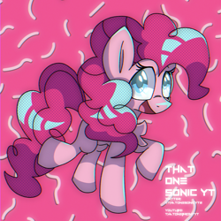 Size: 1280x1280 | Tagged: safe, artist:thatonebronytwt, imported from derpibooru, pinkie pie, earth pony, pony, female, g4, mare, pink background, simple background, solo