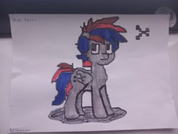 Size: 4080x3060 | Tagged: safe, artist:unyielder, imported from derpibooru, oc, oc only, oc:unyielder, pegasus, pony, pony town, colored, gray coat, pegasus oc, shadow, solo, traditional art