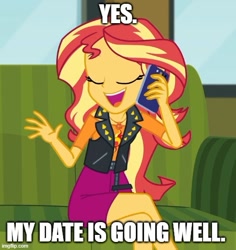 Size: 500x529 | Tagged: safe, artist:mlpfan3991, edit, imported from derpibooru, screencap, sunset shimmer, human, equestria girls, equestria girls series, text support, caption, cellphone, female, image macro, phone, solo, text, text support: sunset shimmer
